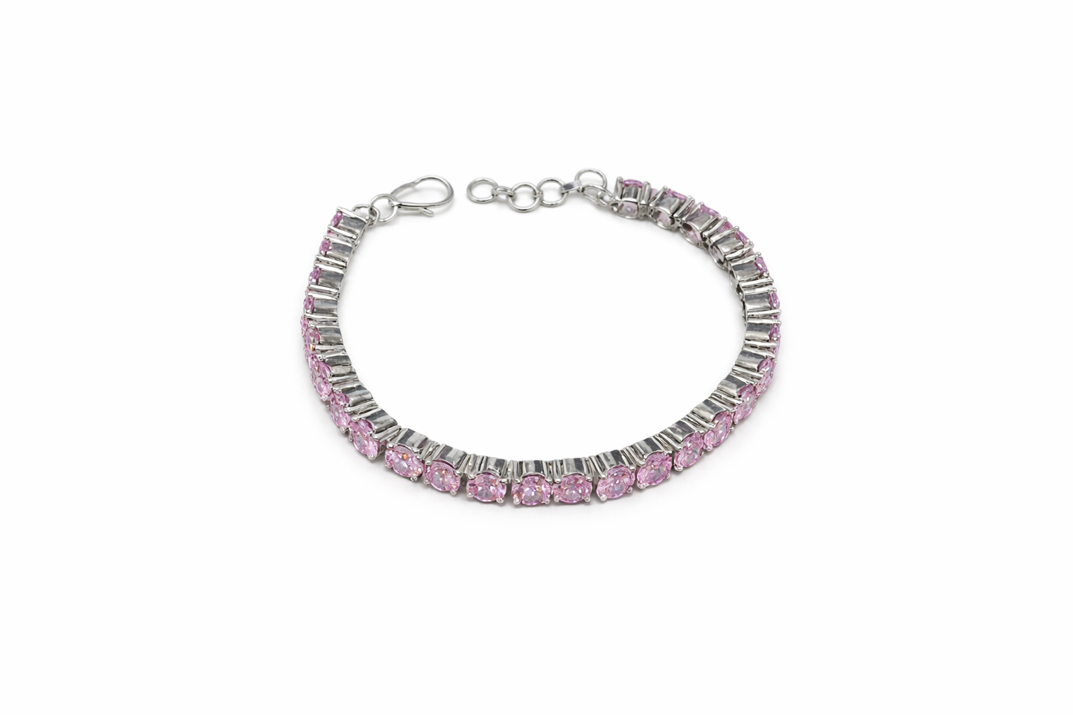 Blush Pink Gemstone Tennis Bracelet - Image 3