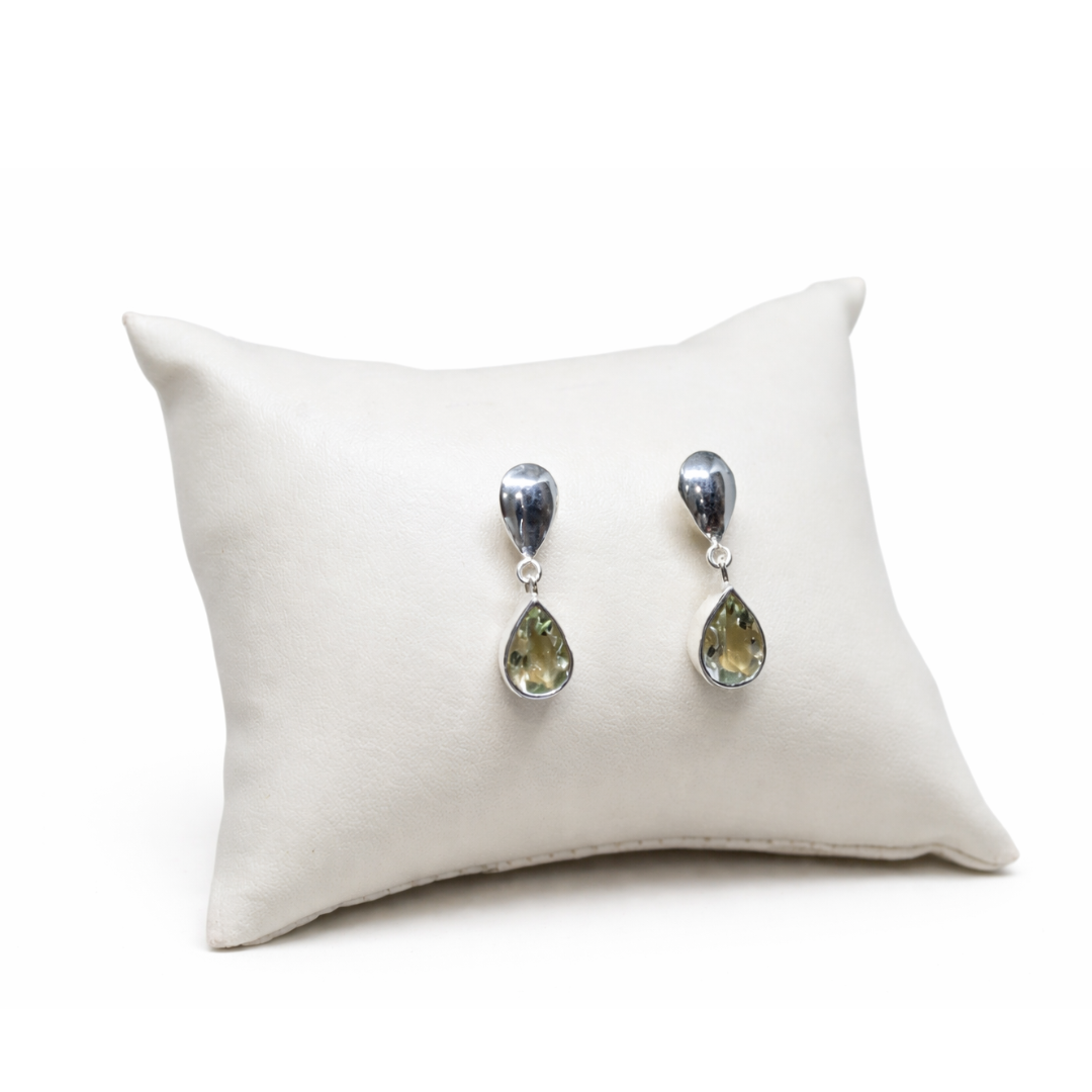 Green Crystal Teardrop Drop Earrings - Image 2