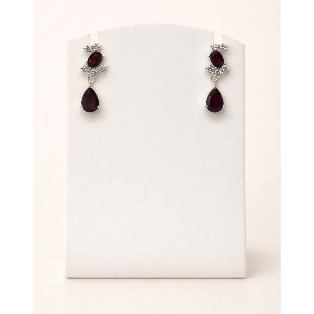 Ruby & Diamond Teardrop Drop Earrings - Image 2