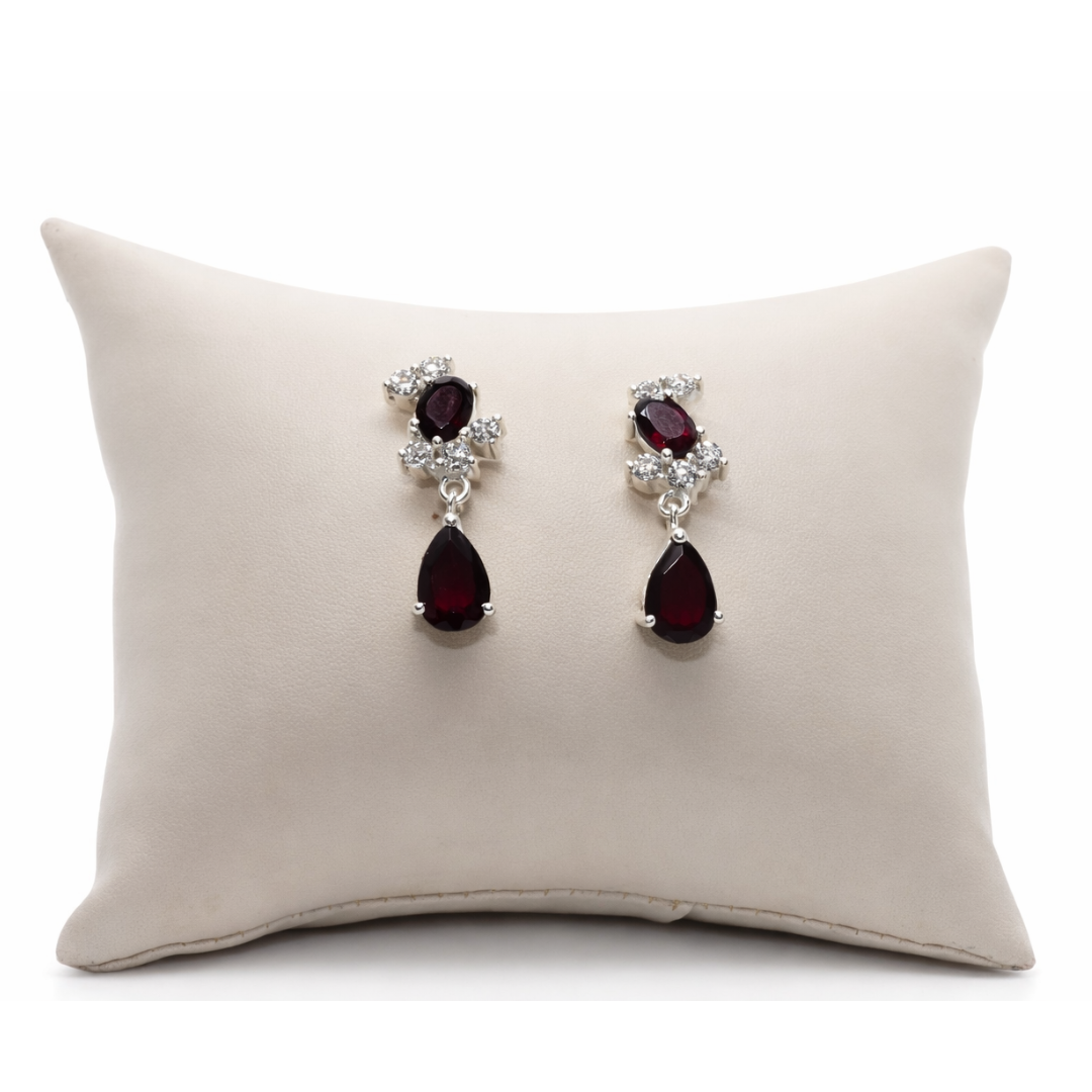 Ruby & Diamond Teardrop Drop Earrings