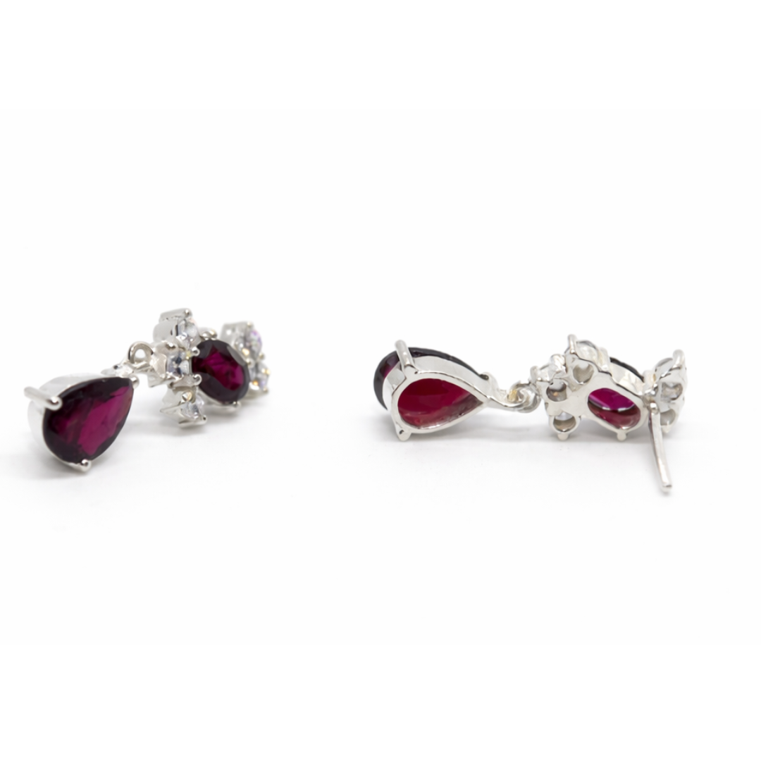 Ruby & Diamond Teardrop Drop Earrings - Image 3