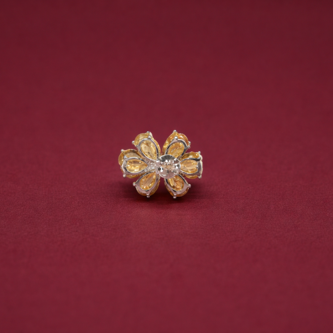 Citrine Flower Stud Earrings - Image 2