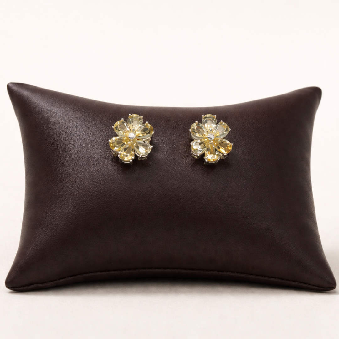 Citrine Flower Stud Earrings