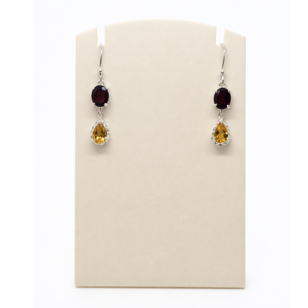 Ruby & Citrine Teardrop Drop Earrings