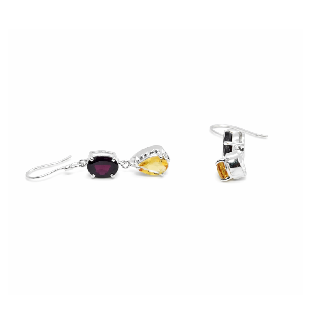 Ruby & Citrine Teardrop Drop Earrings - Image 2