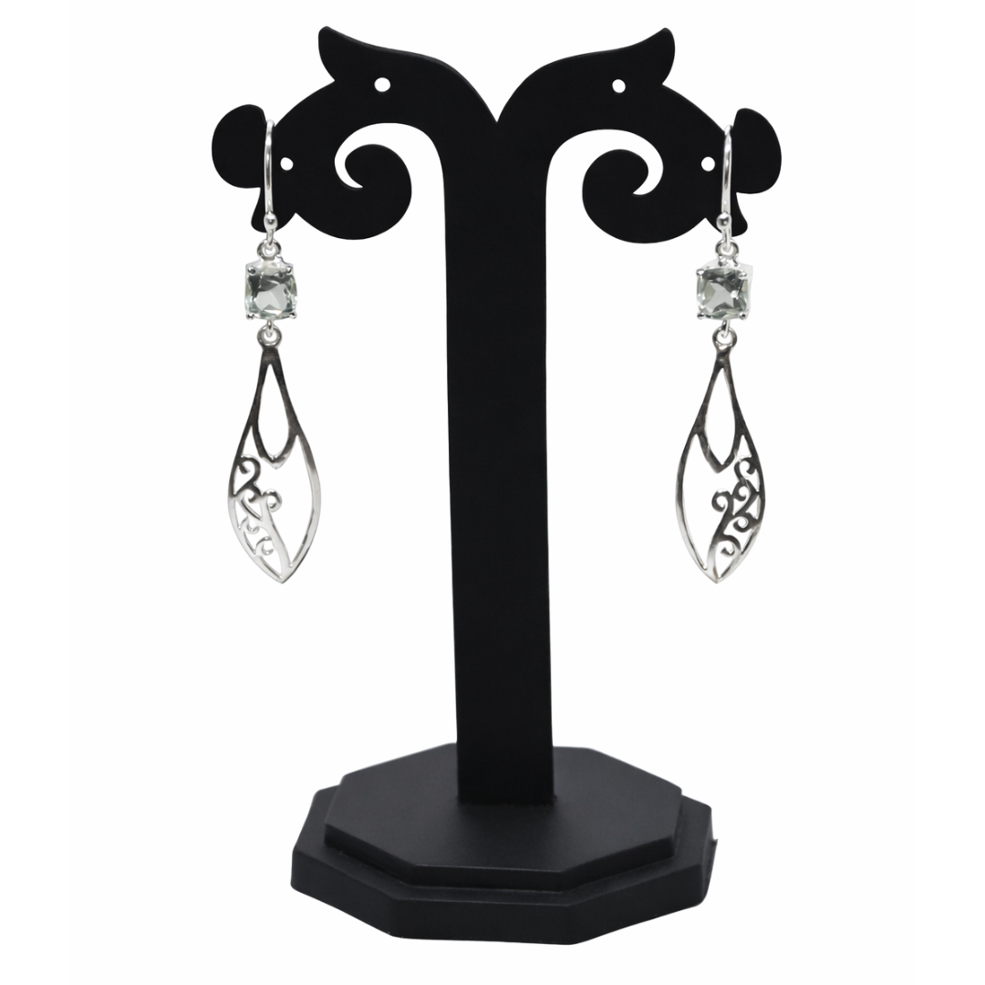 Green Amethyst Filigree Drop Earrings