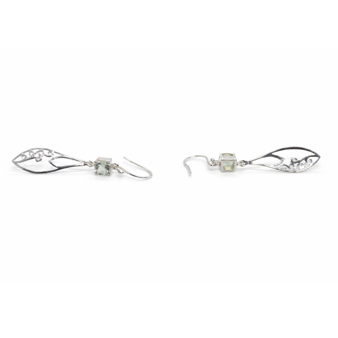 Green Amethyst Filigree Drop Earrings - Image 3