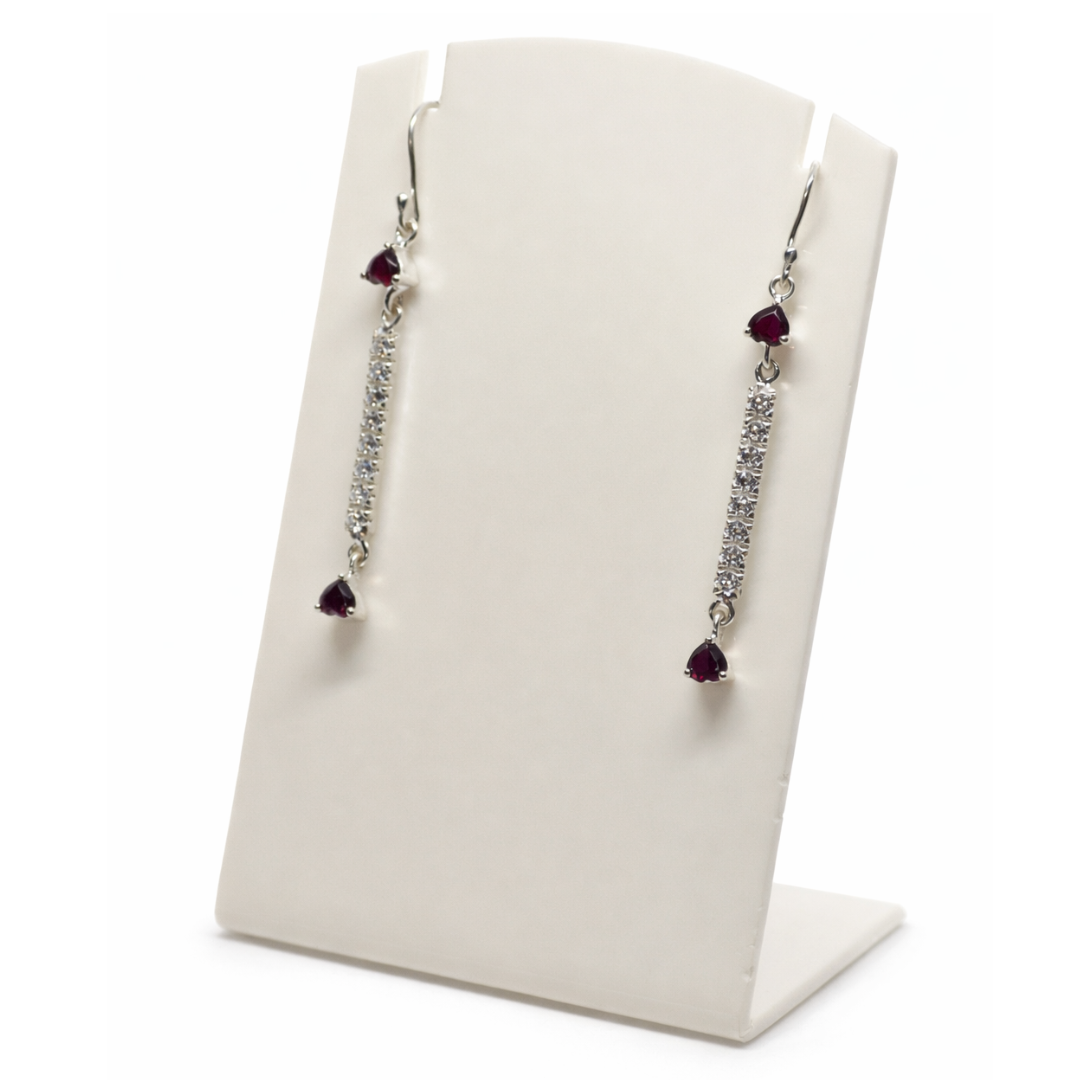 Ruby & Diamond Bar Drop Earrings - Image 2