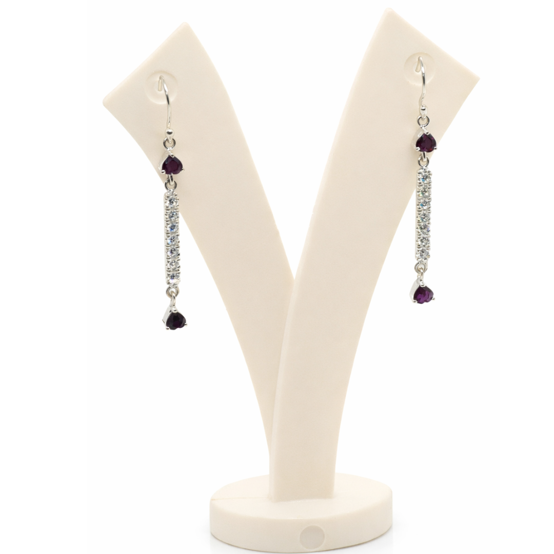 Ruby & Diamond Bar Drop Earrings