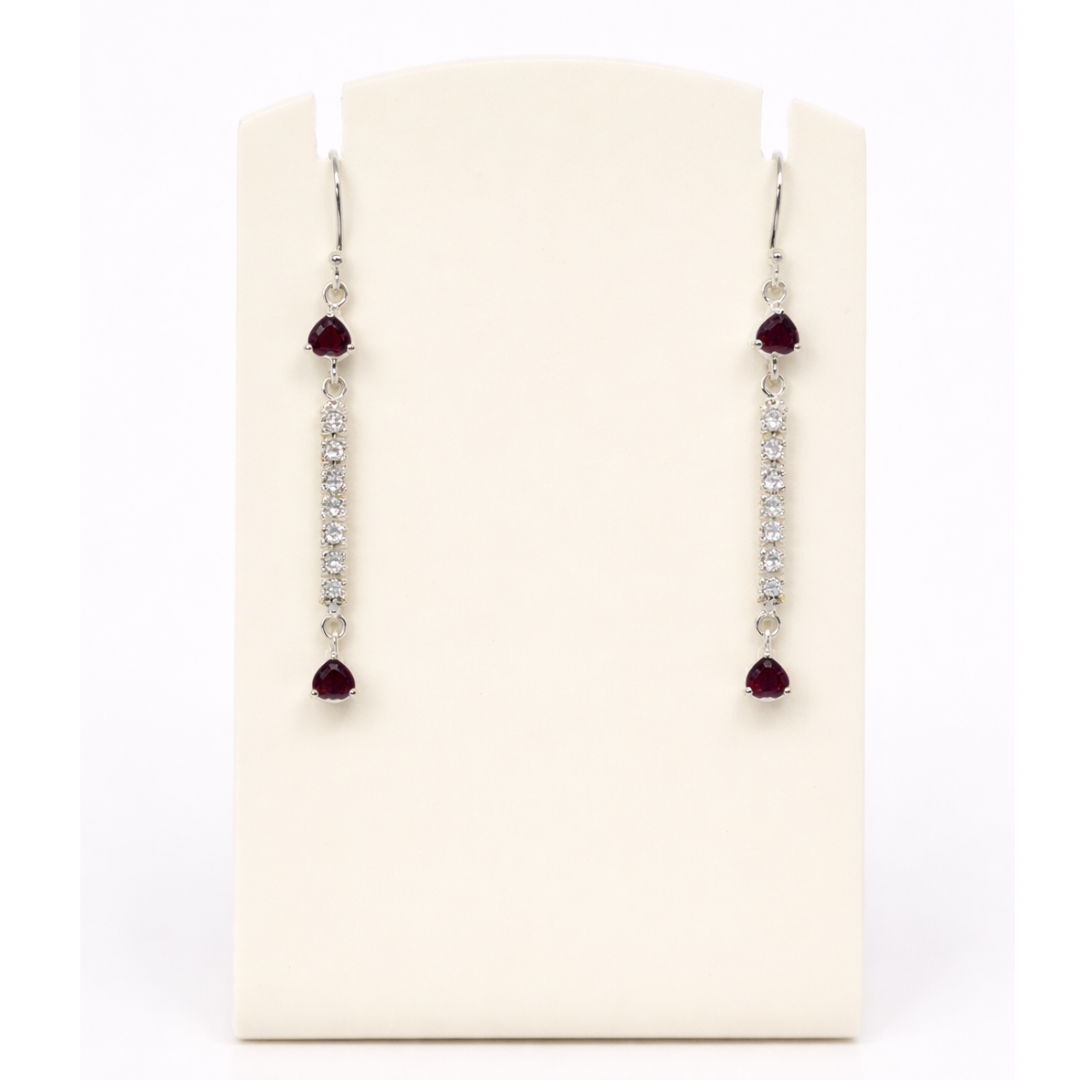Ruby & Diamond Bar Drop Earrings - Image 3