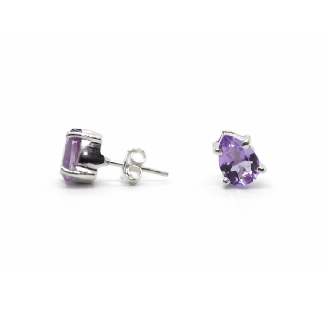 Amethyst Oval Stud Earrings - Image 2