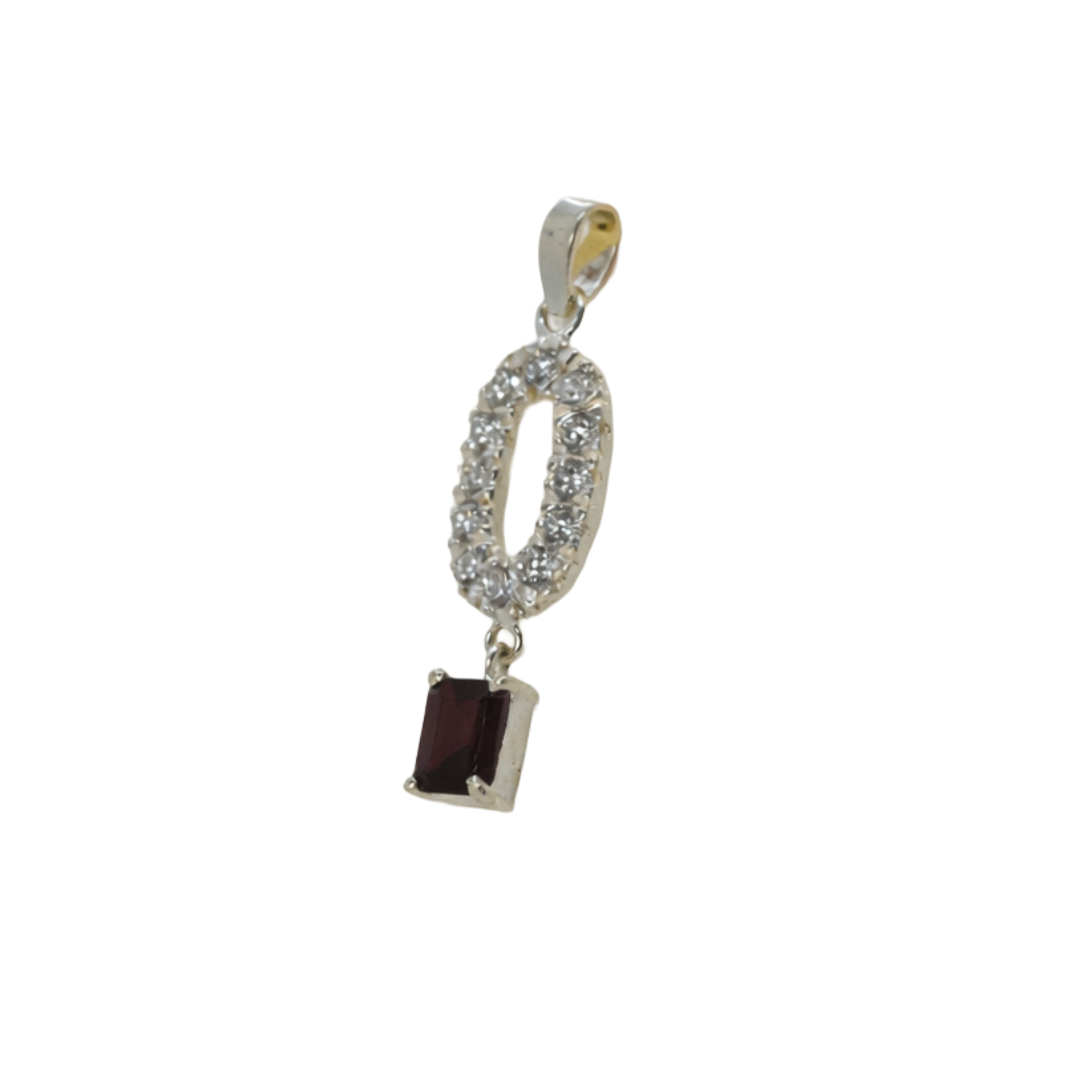 Ruby Drop Halo Silver Pendant - Image 3