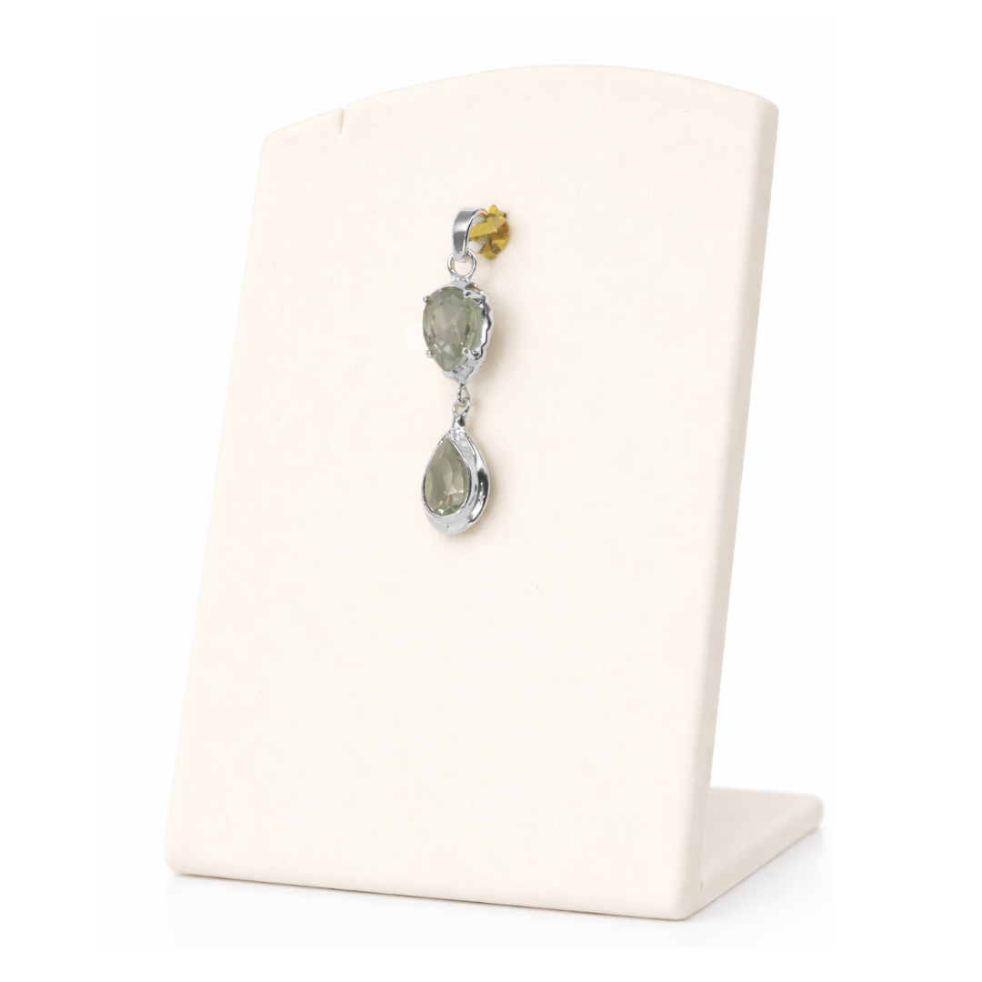 Elegant Crystal Teardrop Silver Pendant - Image 2