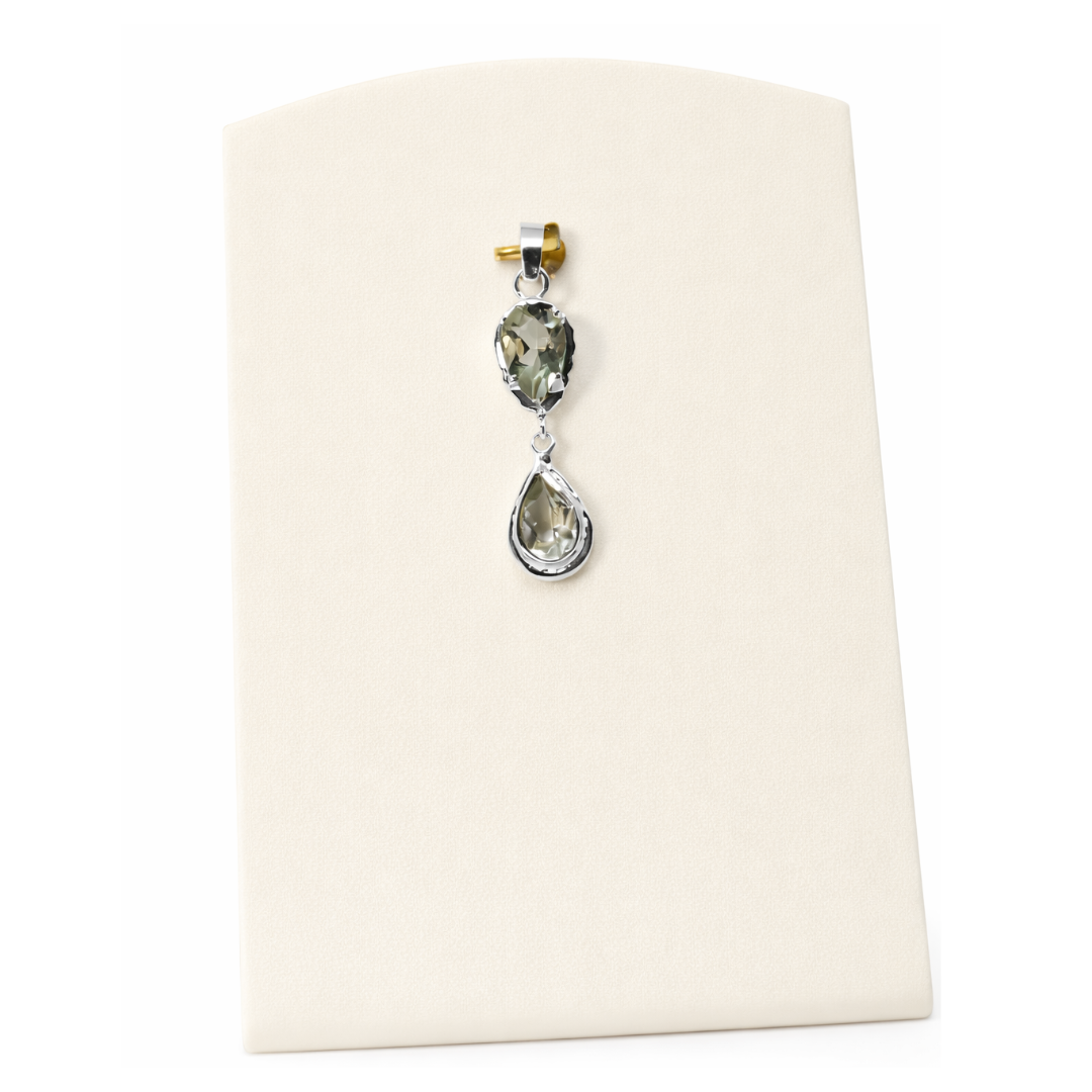 Elegant Crystal Teardrop Silver Pendant