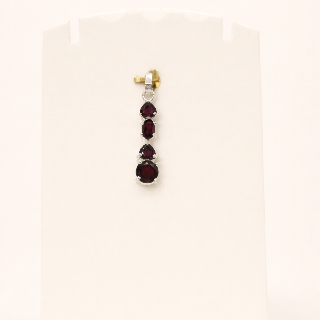 Ruby Multi-Stone Drop Silver Pendant