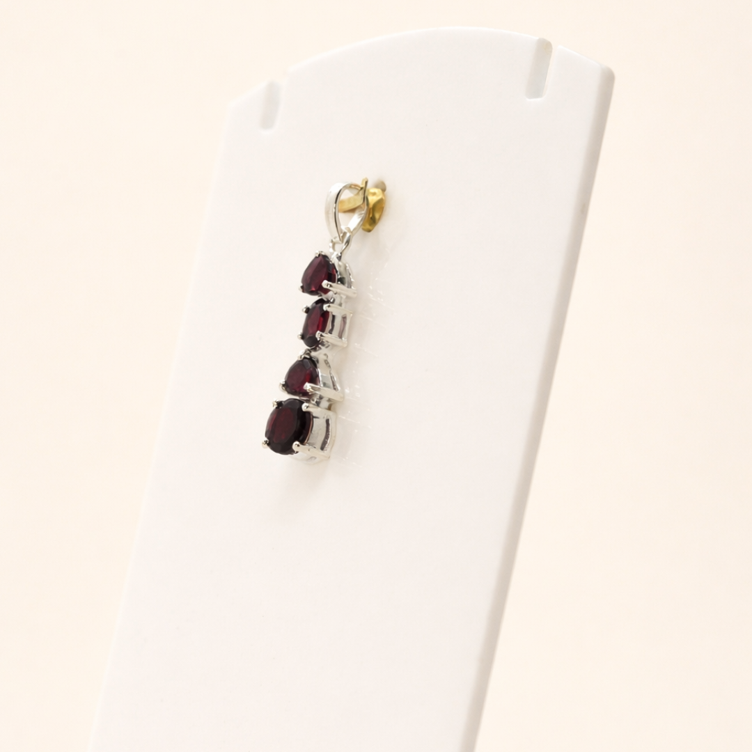 Ruby Multi-Stone Drop Silver Pendant - Image 2