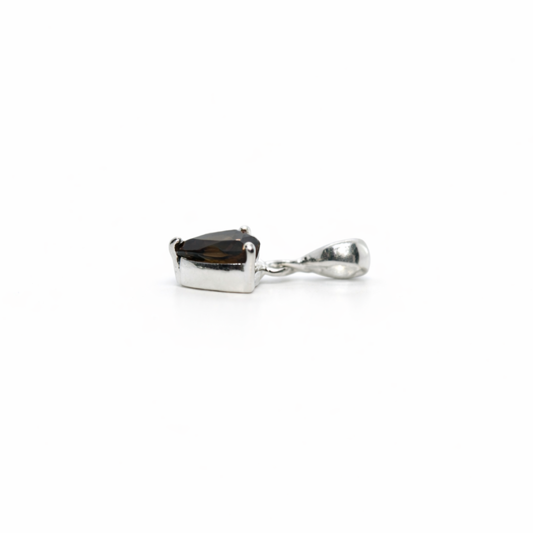 Smoky Quartz Teardrop Silver Pendant - Image 2