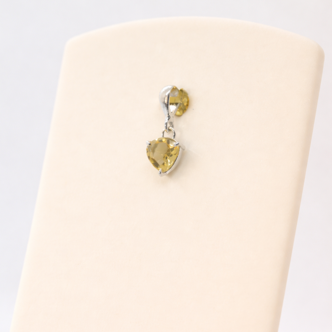 Citrine Heart Cut Silver Pendant - Image 2