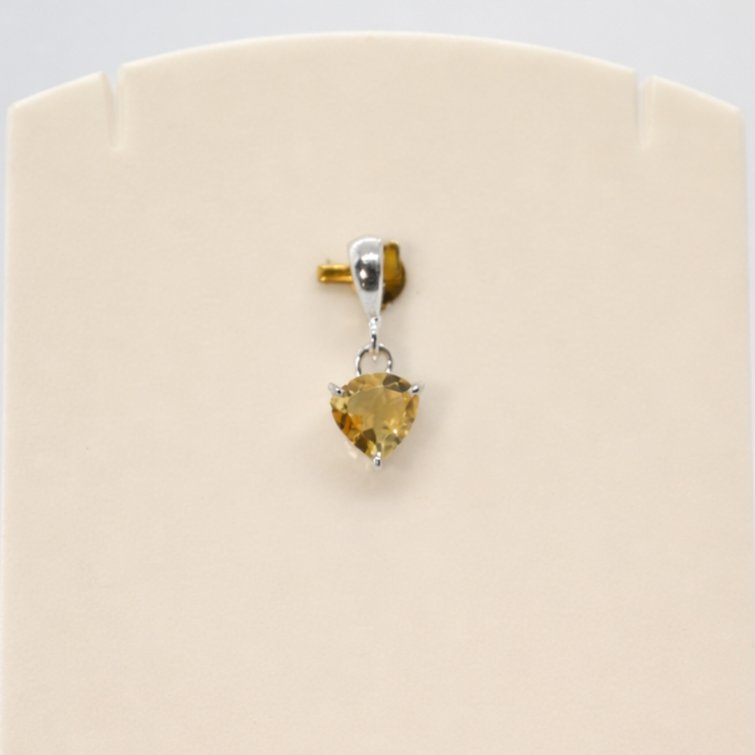 Citrine Heart Cut Silver Pendant